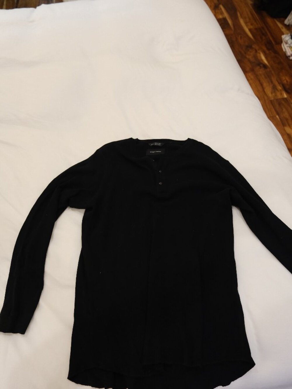 wings + horns Men's Black Thermal Henley XL